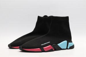 Balenciaga Speed Trainer Clear Sole - Red Blue Fluo